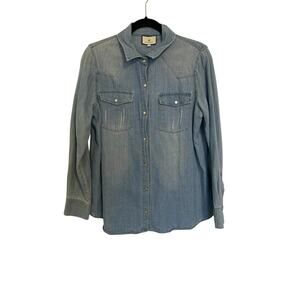 Tuckernuck Women's Steele Snap Button Western Chambray Denim Shirt Size L